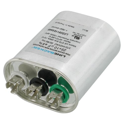 Main product image of 25/15 MFD Oval Linebacker Dual Run Capacitor (440V/370V), LCD25+10X440