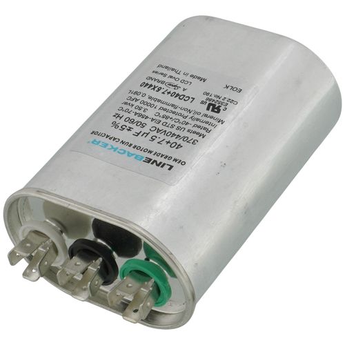 Main product image of 40/7.5 MFD Oval Linebacker Dual Run Capacitor (440V/370V), LCD40+7.5X440