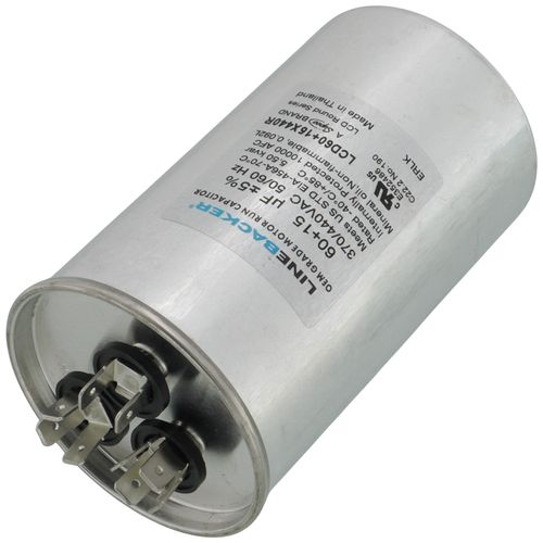 Main product image of 60/15 MFD Round Linebacker Dual Run Capacitor (440V/370V), LCD60+15X440R