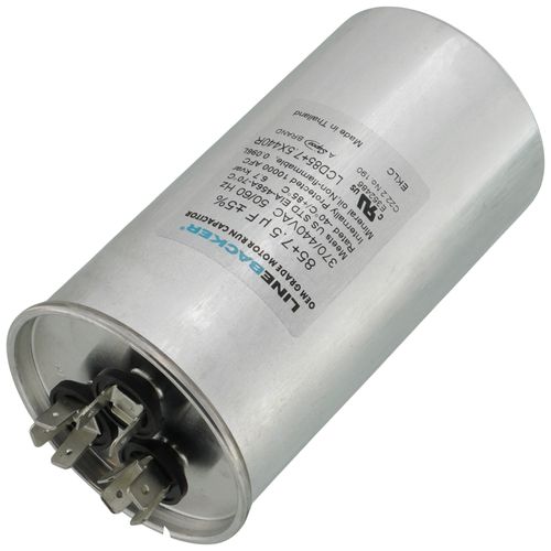 Main product image of 85/7.5 MFD Round Linebacker Dual Run Capacitor (440V/370V), LCD85+7.5X440R