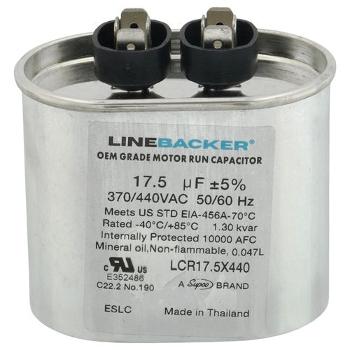 Main product image of 17.5 MFD Oval Linebacker Run Capacitor (440V/370V), LCR17.5X440