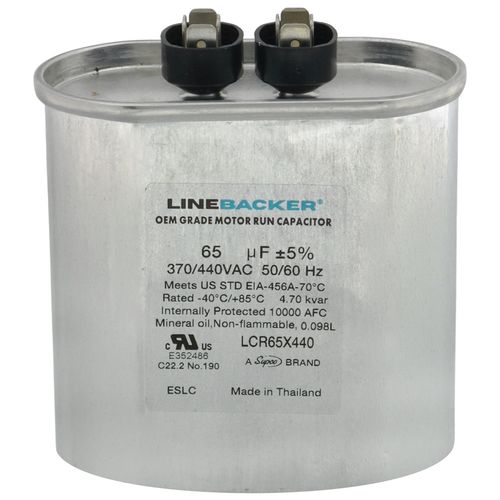 Main product image of 65 MFD Oval Linebacker Run Capacitor (440V/370V), LCR65X440
