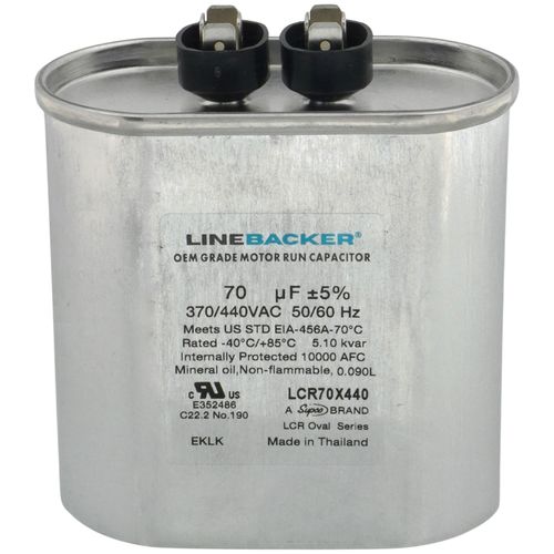 Main product image of 70 MFD Oval Linebacker Run Capacitor (440V/370V), LCR70X440