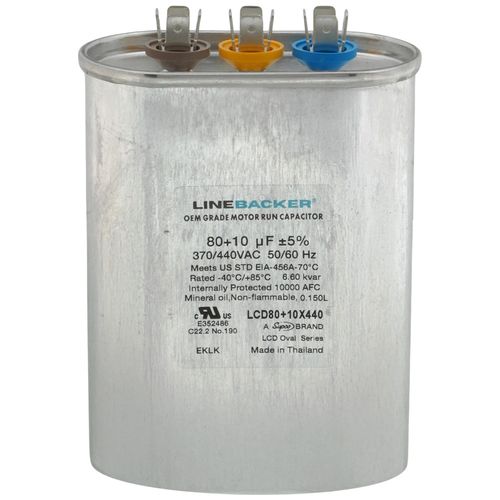 Main product image of 80 MFD Oval Linebacker Run Capacitor (440V/370V), LCR80X440