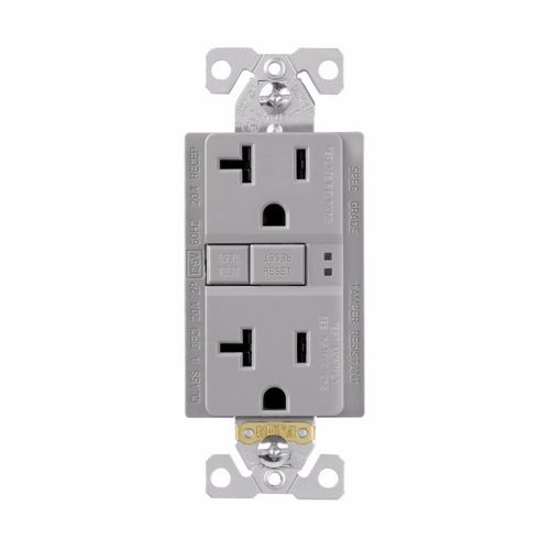 Main product image of 5-20R Commercial Grade Gfci Duplex Receptacle, 20 Amp, Gray, Tamper And Weather Resistant, 41K28