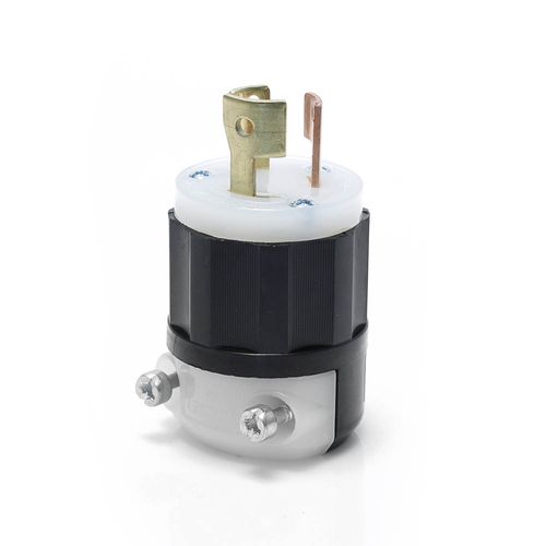 Main product image of 15/10 Amp, 125/250v Locking Plug, Industrial Grade (Black & White) , 7567-C