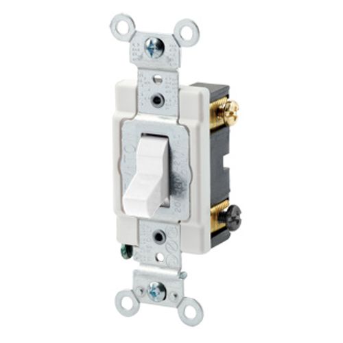 Main product image of 20 Amp, 120/277v Toggle 4-Way AC Quiet Switch, Commercial Grade (White), CSB4-20W
