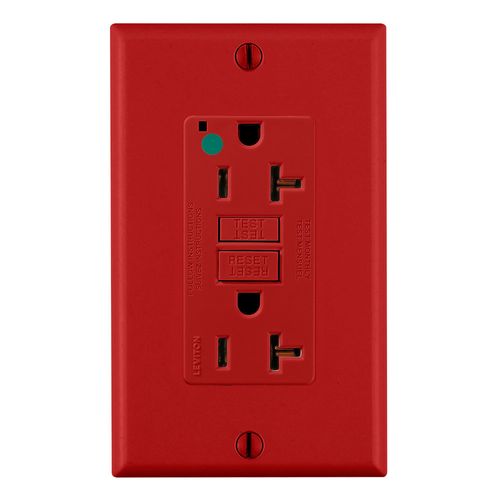 Main product image of 20 Amp SmartlockPro Self-Test GFCI Duplex Receptacle Outlet, Hospital Grade (Red), GFNT2-HGR