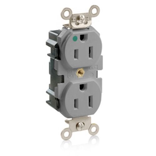 Main product image of 15 Amp, 125v, Lev-Lok Duplex Receptacle, Heavy-Duty Hospital Grade (Gray), M8200-GY