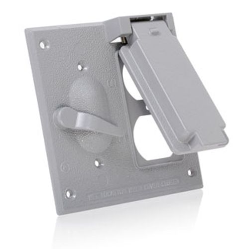 Main product image of 2-Gang Metallic Weatherproof Cover for Duplex Receptacle and Switch (Gray), WM2SD-GY