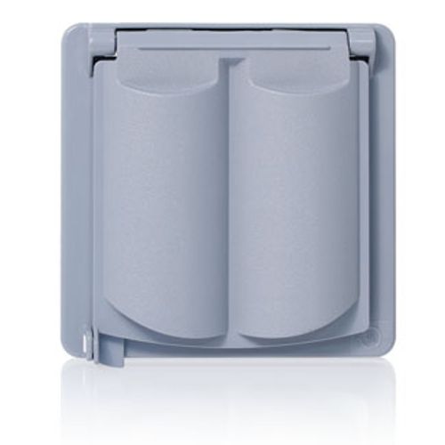 Main product image of 2-Gang Non-Metallic Weatherproof Cover for GFCI, Single or Duplex Receptacle (Gray), WP2V-GY