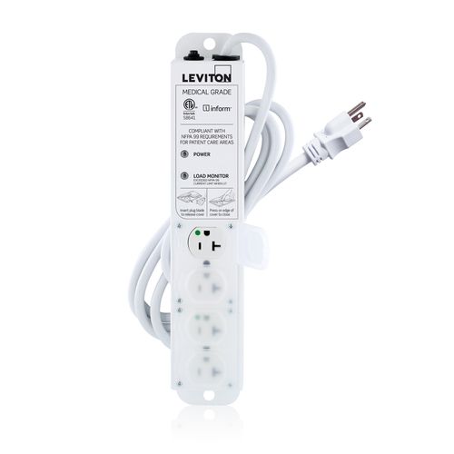 Main product image of 20A Medical Grade Power Strip w/ Load Monitoring Inform , 4-outlet, 7" Cord