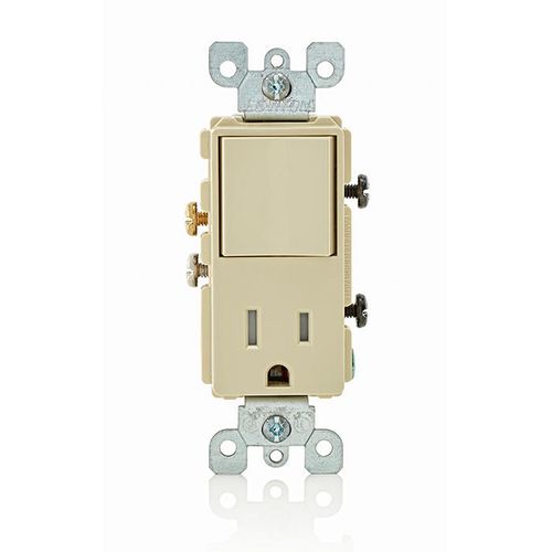 Main product image of Single-Pole Decora Combination Switch, Rocker & Receptacle - Ivory (120V)