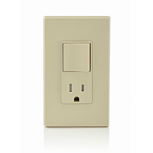 Main product image of Single-Pole Decora Combination Switch, Rocker & Receptacle - Ivory (120V)