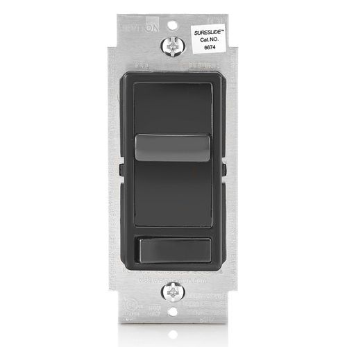 Main product image of SureSlide Dimmer Switch for Dimmable LED, Halogen and Incandescent Bulbs 150W LED, 600W (Black), 6674-P0E