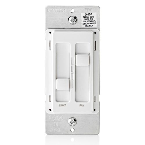 Main product image of SureSlide Ceiling Fan Control and Dimmer Switch for LED, Halogen and Incandescent Bulbs (White), 66DF-10W