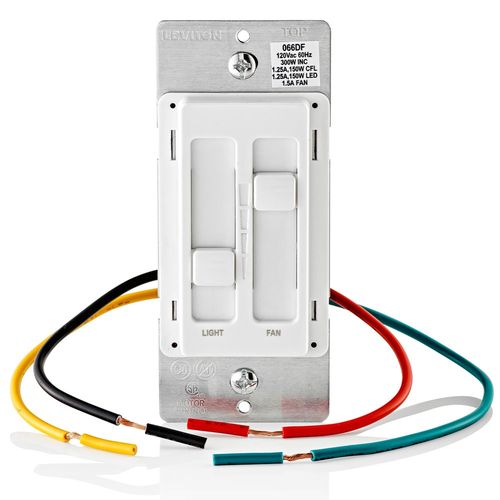 Main product image of SureSlide Ceiling Fan Control and Dimmer Switch for LED, Halogen and Incandescent Bulbs (White), 66DF-10W