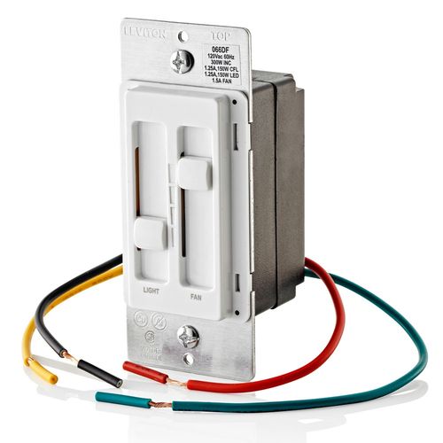 Main product image of SureSlide Ceiling Fan Control and Dimmer Switch for LED, Halogen and Incandescent Bulbs (White), 66DF-10W