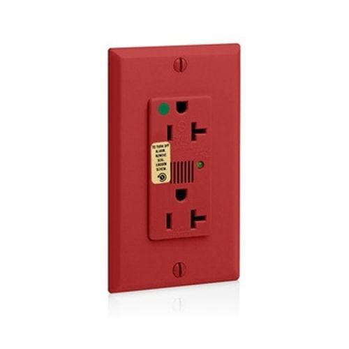 Main product image of Decora Plus SuRGe Protective Duplex Receptacle Outlet, 20A, 125V, Back or Side Wire, NEMA 5-20R, 2-Pole, 3-Wire (Red), 8380-R