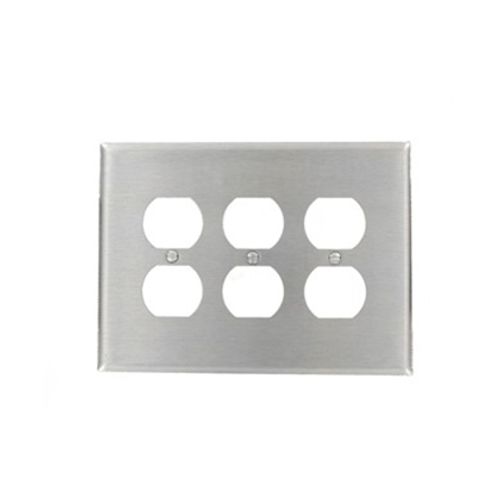 Main product image of 3-Gang Duplex Wallplate, Oversized, Non-Magenetic (Stainless Steel), 84130-40
