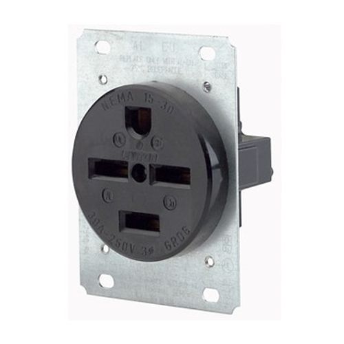 Main product image of Straight Blade Flush Mount Receptacle, Industrial Grade, 30A, 3P, NEMA 15-30R, Black (250V), 8430-LEVITON