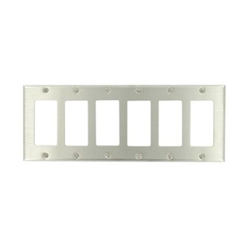 Main product image of 6-Gang Decora Wallplate, Standard Size, Non-Magnetic Stainless Steel, 84436-40