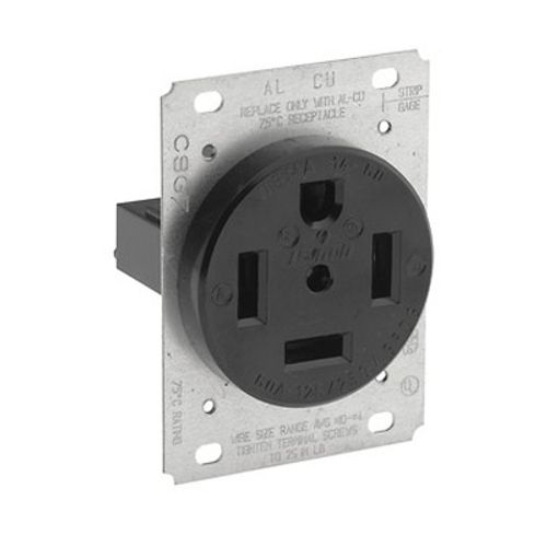 Main product image of Straight Blade Flush Mount Receptacle, Industrial Grade, 60A, 3P, NEMA 14-60R, Black (125/250V), 9460-LEVITON
