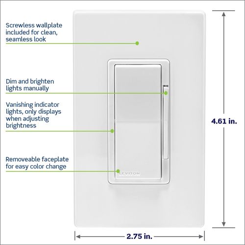 Main product image of Decora Smart Wi-Fi Dimmer, ELV/LED Phase Selectable, White, D2ELV-1BW