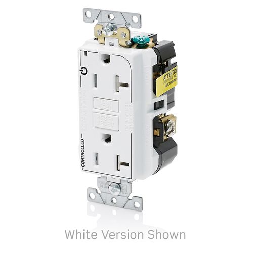 Main product image of SmartlockPro Extra Heavy-Duty Industrial Grade Marked Controlled GFCI Receptacle/Outlet, 2P, 20A, NEMA 5-20R, White (125V), G5362-2TW