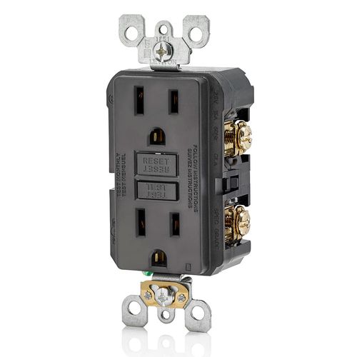 Main product image of 15A, Self Test, Non Tamper-Resistant, GFCI Outlet w/ LED Indicator Light (Black), GFNT1-E