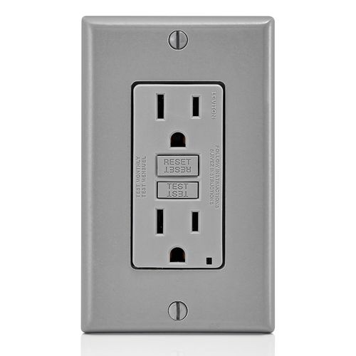 Main product image of 15A CFGI Non Tamper-Resistant Slim Outlet w/ LED Indicator Light (Gray), GFNT1-GY