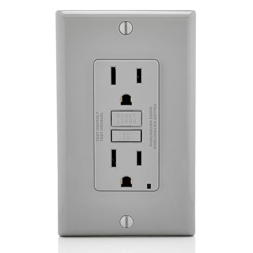 Main product image of 15A CFGI Non Tamper-Resistant Slim Outlet w/ LED Indicator Light (Gray), GFNT1-GY