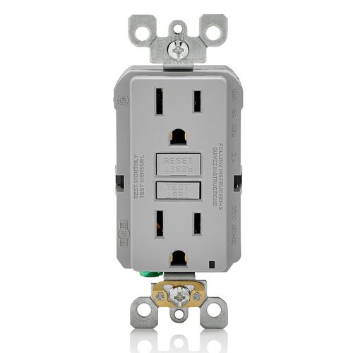Main product image of 15A CFGI Non Tamper-Resistant Slim Outlet w/ LED Indicator Light (Gray), GFNT1-GY