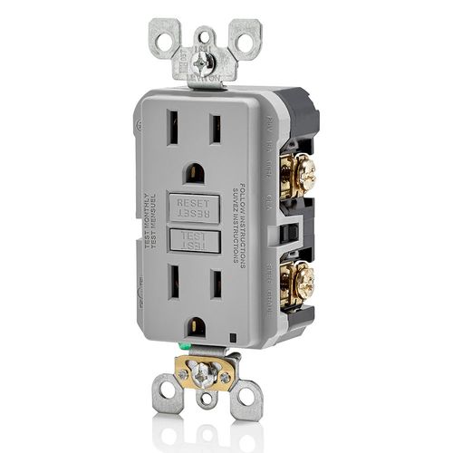 Main product image of 15A CFGI Non Tamper-Resistant Slim Outlet w/ LED Indicator Light (Gray), GFNT1-GY