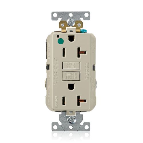 Main product image of 20 Amp, 125V, SmartlockPro GFCI Receptacle/Outlet, Extra Heavy-Duty Hospital Grade (Ivory), GFNT2-HGI