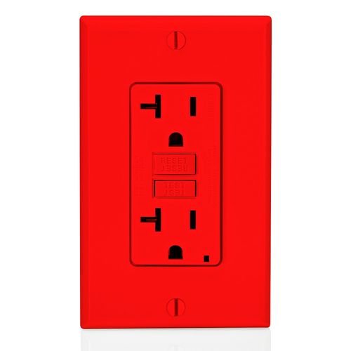 Main product image of Self-test SmartlockPro Non Tamper-Resistant Slim GFCI Outlet w/ LED Indicator Light, 20A, Red (125V), GFNT2