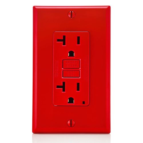 Main product image of Self-test SmartlockPro Non Tamper-Resistant Slim GFCI Outlet w/ LED Indicator Light, 20A, Red (125V), GFNT2