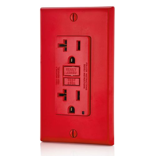 Main product image of Self-test SmartlockPro Non Tamper-Resistant Slim GFCI Outlet w/ LED Indicator Light, 20A, Red (125V), GFNT2