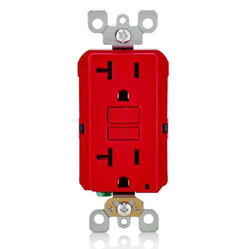 Main product image of Self-test SmartlockPro Non Tamper-Resistant Slim GFCI Outlet w/ LED Indicator Light, 20A, Red (125V), GFNT2