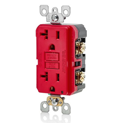 Main product image of Self-test SmartlockPro Non Tamper-Resistant Slim GFCI Outlet w/ LED Indicator Light, 20A, Red (125V), GFNT2