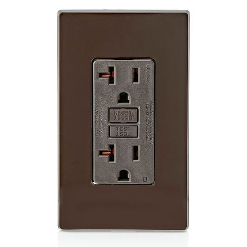 Main product image of Self-test SmartlockPro Non Tamper-Resistant Slim GFCI Outlet w/ LED Indicator Light, 15A, Brown (125V), GFNT2