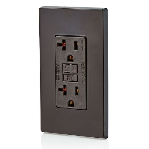 Main product image of Self-test SmartlockPro Non Tamper-Resistant Slim GFCI Outlet w/ LED Indicator Light, 15A, Brown (125V), GFNT2