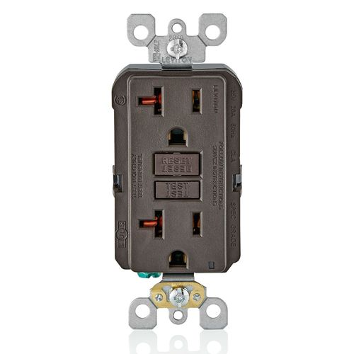 Main product image of Self-test SmartlockPro Non Tamper-Resistant Slim GFCI Outlet w/ LED Indicator Light, 15A, Brown (125V), GFNT2