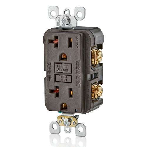 Main product image of Self-test SmartlockPro Non Tamper-Resistant Slim GFCI Outlet w/ LED Indicator Light, 15A, Brown (125V), GFNT2