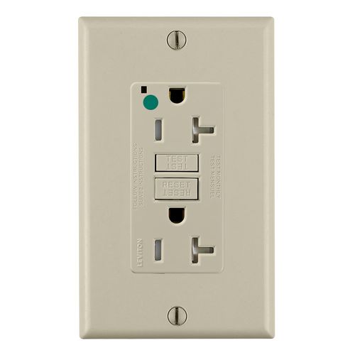 Main product image of SmartlockPro Extra Heavy-Duty Hospital Grade GFCI Receptacle/Outlet w/ Wall Plate, 2P, 20A, NEMA 5-20R, Ivory (125V), GFTR2-HGI