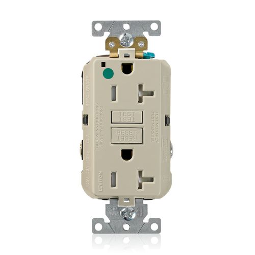 Main product image of SmartlockPro Extra Heavy-Duty Hospital Grade GFCI Receptacle/Outlet w/ Wall Plate, 2P, 20A, NEMA 5-20R, Ivory (125V), GFTR2-HGI