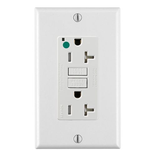 Main product image of SmartlockPro Extra Heavy-Duty Hospital Grade GFCI Receptacle/Outlet w/ Wall Plate, 2P, 20A, NEMA 5-20R, White (125V), GFTR2-HGW