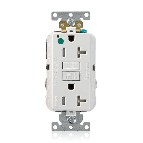Main product image of SmartlockPro Extra Heavy-Duty Hospital Grade GFCI Receptacle/Outlet w/ Wall Plate, 2P, 20A, NEMA 5-20R, White (125V), GFTR2-HGW