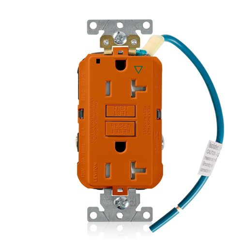 Main product image of 20A SmartlockPro Isolated Ground Tamper-Resistant GFCI Receptacle/Outlet, Extra Heavy-Duty Industrial Grade, Orange (125V), GFTR2-IGO