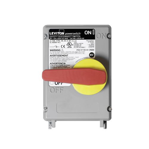 Main product image of 30/32 Amp, 600V Powerswitch Non-Fused Disconnect Switch, Non-Metallic Enclosure, LDS30-AX
